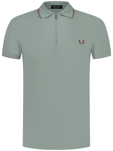 Fred Perry M9882 TEXT. ZIP NECK POLO 959 SILVER BLUE