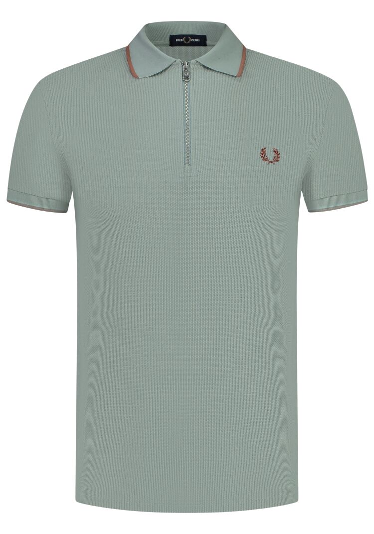 Fred Perry M9882 TEXT. ZIP NECK POLO 959 SILVER BLUE