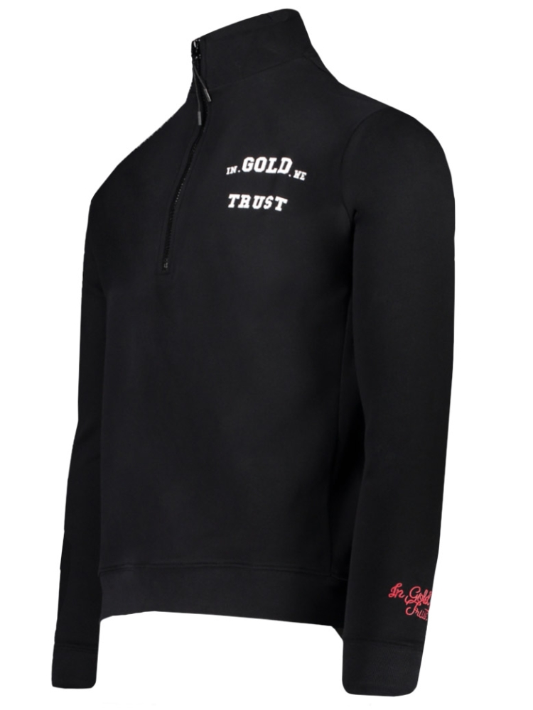 In Gold We Trust THE SLIM HALF ZIP JET BLACK